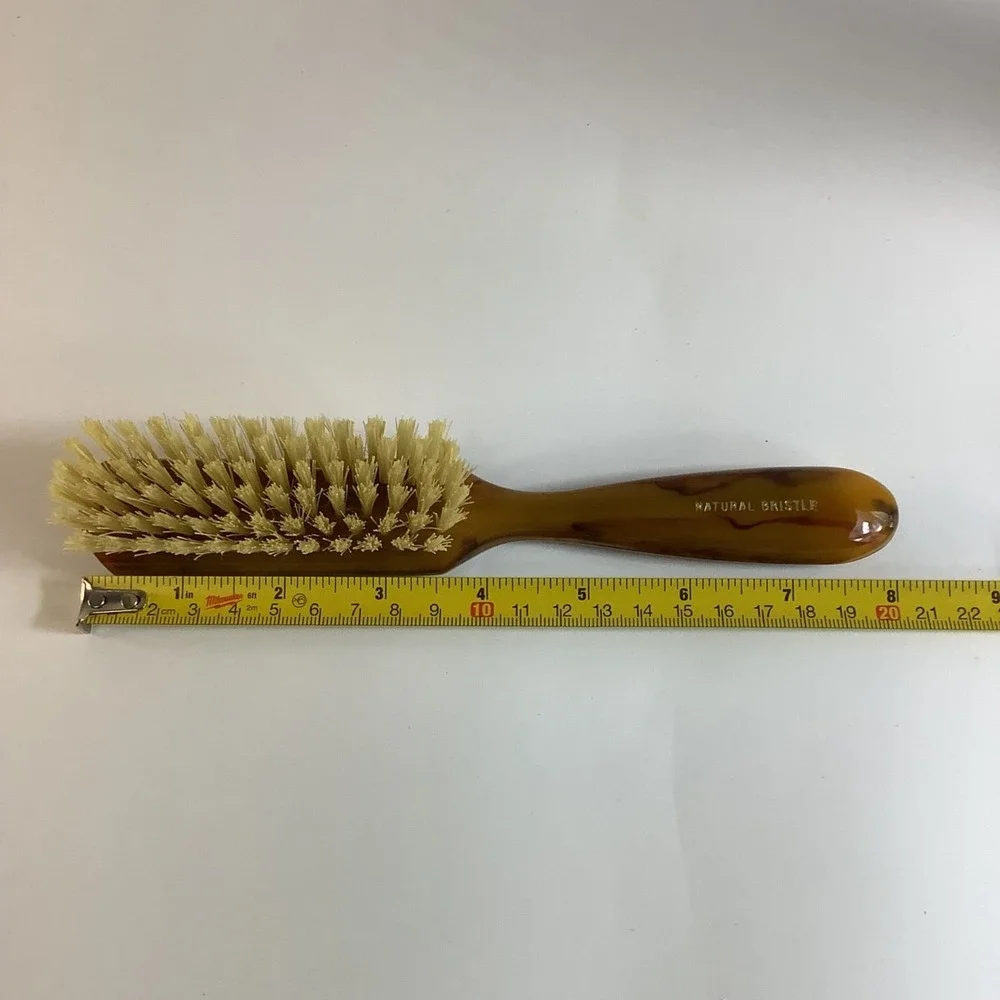 Avon Natural Bristle Hair Brush 8" Butterscotch Dark Caramel Swirl w/ Box VTG - Picture 5 of 12